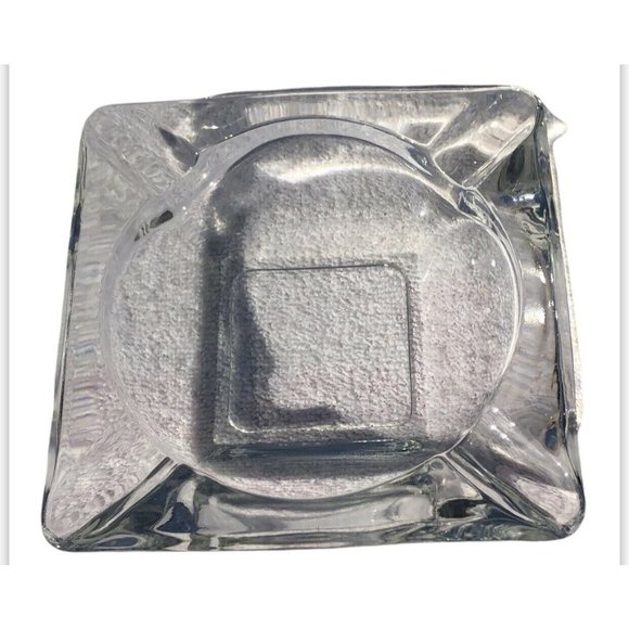 Vintage 1970'S Heavy Clear Square Glass Ashtray 6x6x1.5 inches Cigar - Picture 6 of 6